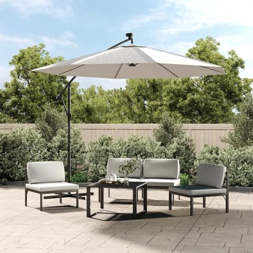 Brokky Telo di Ricambio per Ombrellone Bianco Sabbia 350 cm-Telo Gazebo Copertura in Tessuto Poliestere 100% - Telo per Gazebo da Giardino Esterno Vari Modelli