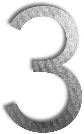 Numero civico in alluminio spazzolato, resistente alle intemperie e antiruggine, diverse misure 10-30 cm, di alta qualità e moderno (3, 10 cm)