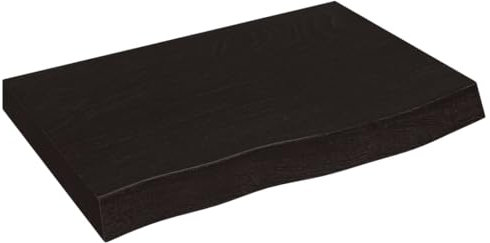 Makastle Waschtischplatte Holzbohlen Ideal für Aufsatzwaschbecken, Tischplatte Holzplatte Baumkanten-Platte für Heimwerker, Arbeitsplatten, Dunkelbraun 60x50x(2-4) cm Massivholz Behandelt