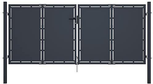 Brokky Gartentor Doppelstabmattenzaun Tor Garten TüR GartentüRen Stahl 300 x 125 cm Anthrazit