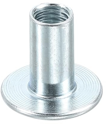 QUARKZMAN M8 T-Nüsse, 12 Stück Kohlenstoffstahl T-Nuss Rundfuß Schweißmuttern 20mm Höhe Durchgangsloch Flansch Einsetzmuttern mit Innengewinde Platte Muttern, Silber