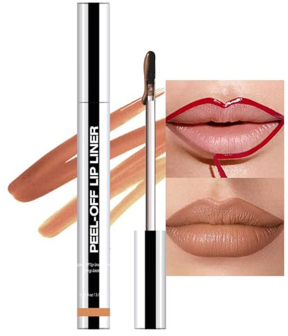 Peel Off Lipliner Stain, Hellbraun Abziehbarer Lip Liner Tattoo mit Matte Finish, Wasserfest & Langanhaltender Abziehbarer Lippenfleck, Highly Pigmented Pell Off Lipgloss, Hochpigmentierte Lip Tint