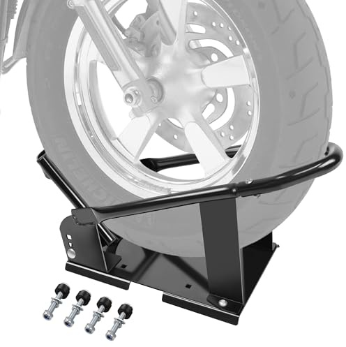 JY PERFORMANCE Motorcycle Wheel Chock, Universal Motorcycle Front Wheel Stand for Trailer, Cruiser, Sports & Dirt Bikes, 1800 lb Capacity Adjustable Wheel Stand for 15-21 Wheels