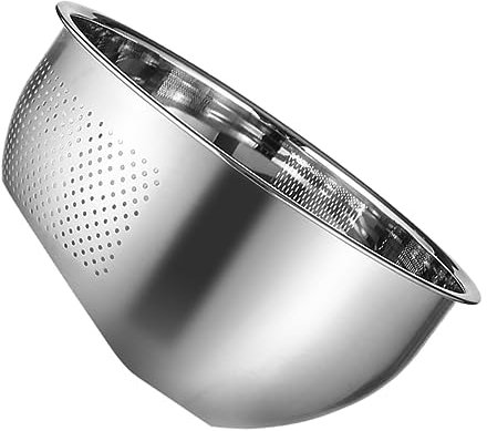 GRIRIW 1pièce Passoire Acier Égouttoir Multifonction Pour Laver Riz Fruits Et Légumes Design Incliné Pour Écoulement Optimal Modèle