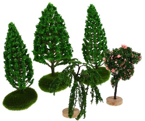 HOMSFOU 5stücke Baumfigur Miniatur Garten Dekoration Tischdeko Landschaftsbau- Baum Statue Realistische Pflanze Schicke Figurine Für Puppenhaus Balkon