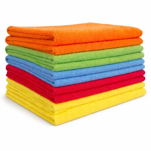 Microfiber Cleaning Cloths Pack of 10, 5 Multi-Color, Soft & Reusable Towels for Kitchen, Home, Car & Office Cleaning, 300 Gsm,