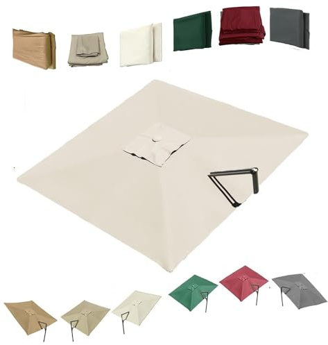 ZYXQQJ 3x4m 3x3m 2.5×2.5m Tessuto di Ricambio per Ombrellone Quadrato 8 Stecche Khaki Telo di Ricambio per Ombrellone Giardino(Beige,3x3m/9.8x9.8ft)