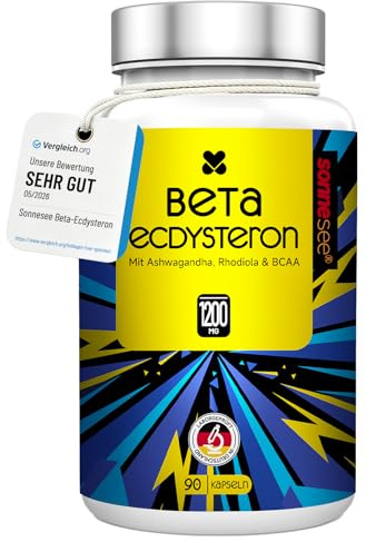 Beta-Ecdysteron-haltiger Pflanzenextrakt 1200 mg – Mit Ashwagandha, Rhodiola & BCAA – 90 Kapseln – Hochdosiert, Vegan, Laborgeprüft