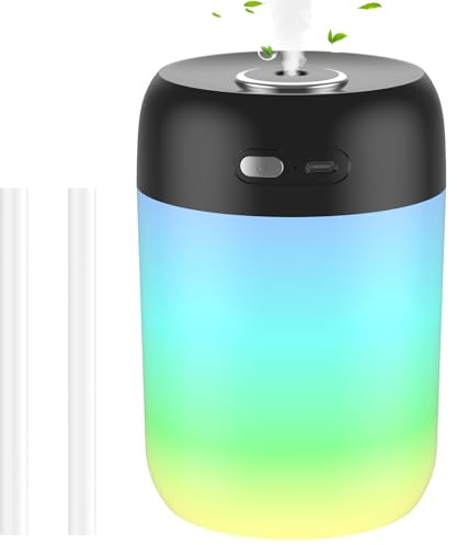 SZO Mini Raumbefeuchter Schlafzimmer mit Nachtlicht Air Humidifier Top-Befüllung 2 Sprühmodi Leise Automatische Abschaltung für Desktop Babyzimmer Büro Pflanzen Schwarz