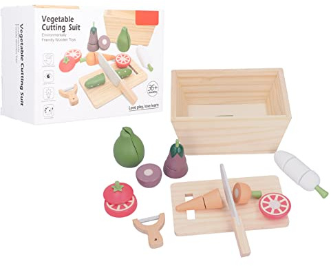 Ensemble de fruits et légumes en bois, jeu de simulation, avec panier de rangement, Kit de jouets éducatifs interactifs pour enfants de 3 ans et plus