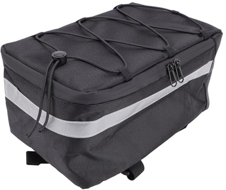 Bolsa Trasera para Bicicleta, Bolsa para Maletero, Alforja para Bicicleta, 30x18x14cm, 1680D, Oxford, Resistente a la Lluvia, con Tira Reflectante para Seguridad en Ciclismo