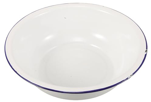 UKCOCO Cuenco para Baño de Pies Esmaltado Blanco Vintage de 32 Cm, Diseño Retro, Multifuncional y Fácil de Limpiar para Uso Doméstico