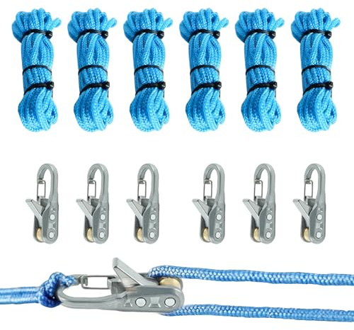 BRTNUP Paquete de 6 tensores de bloqueo de leva de cuerda, cuerda ajustable rápida y herramienta de apriete y cinchado de cuerda para camping, barco, tienda de campaña y equipo al aire libre, tensor