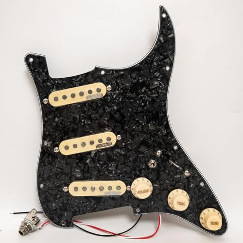 SSS Guitar Prewired Loaded Pickguard for Fender ST Guitar Compatible with Wilkinson SSS Alnico 5 Single Coil Pickups, for USA/Mexico Strat Electric Guitar Replacement Kit (SN06)
