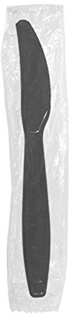 Karat U3531B 7.5 Poly-Wrapped Heavy-Weight Disposable Knife, Black (Pack of 1000)