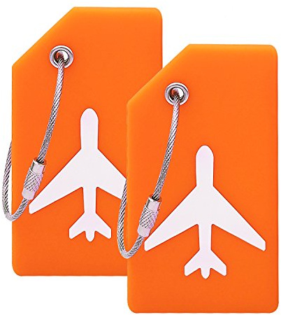Ovener - Etiqueta de silicona para equipaje con tarjeta de identificación perfecta para detectar rápidamente la maleta de equipaje (naranja, 2 unidades)