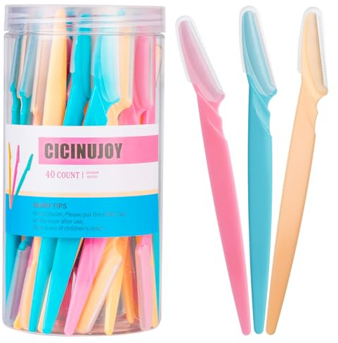 40pcs Eyebrow Razor for Women, Face Shaver Kit Dermaplaning Tool for Peach Fuzz Removal, Stainless Steel Blades with Protective Covers | Eyebrow Trimmer, Facial Hair Removal