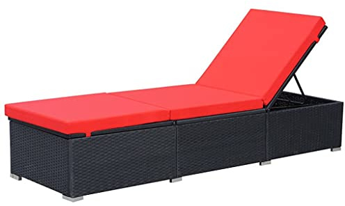 vidaXL Sonnenliege mit Auflage Poly Rattan Schwarz