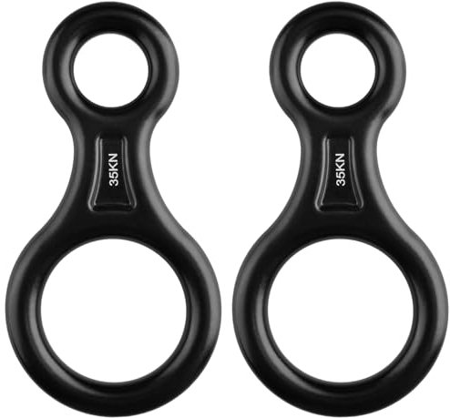 TRIWONDER 35KN Aluminum Climb Figure 8 Descender Rigging Plate Rappel Gear Downhill Equipment Heavy Duty (Black - 2 Pack)