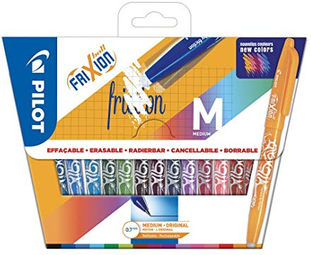 PILOT FriXion Ball 0.7 Set – 15 Stück – farblich sortiert – Radierbare Tintenroller 0,4 mm Strichstärke, angenehme Schreibführung zum Schreibenlernen, thermosensitive Tinte, mit austauschbarer Mine