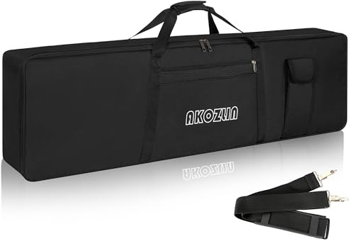 AKOZLIN - Custodia per tastiera portatile imbottita con 76 tasti, dimensioni 116,8 x 13,5 x 45,7 cm, borsa per tastiera elettrica (nero+giallo)