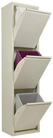 StarMart Poubelle pour tri sélectif | EcoPatty | Récolte différenciée | Meuble en métal | Gain de place | Intérieur, extérieur | 3 compartiments | 3 seaux | 45 litres | déjà monté | Blanc