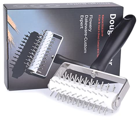 Pizza Dough Docker - EVNSIX Pastry Docker Roller with Stainless Steel Spikes for Homemade Baking Cake crackers Pie Hole Maker,Prevent Dough from Blistering,Commercial Kitchen Pizza Making Accessories