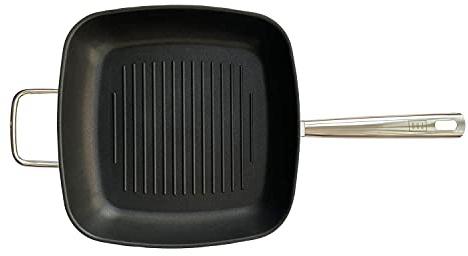 BOJ Sartén con Grill PREMIUM COAT en Acero Inoxidable con teflón, apta para todo tipo de fuegos (Ø 28 x 5 cm)