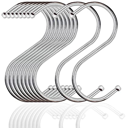 Yogopro S Haken,20 Stück 3.4 Edelstahl Haken Zum Einhängen,S-Haken Klein Schwerlasthaken Doppelhaken Aufhängehaken für Garderobe Küchenhaken Garderobe Kleiderstange