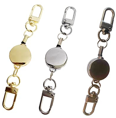 3 Stück Schlüsselband Einziehbarer Schlüsselring,Schlüsselanhänger Ausziehbar für Schlüssel Schlüsselrolle ID Card Holder,Metall schlüsselanhänger mit zugband