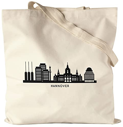 Hey!Print HANNOVER Skyline Jutebeutel Stoffbeutel Canvas Souvenir Andenken Deutsche Großstädte Motiv Stadt Silhouette Geschenkidee Umzug