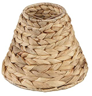 Aspen Creative 51004 Empire Clip On Chandelier Water Hyacinth Lamp Shade, 3 Top x 6 Bottom x 4 3/4 Slant Height