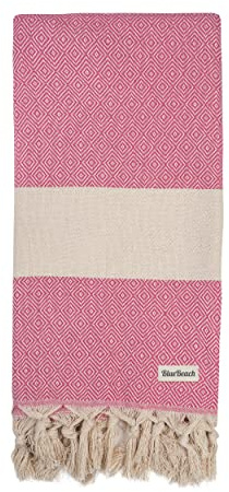 Turkish Beach Towels - Beach Towels for Adults Extra Large 100x180cm - Turkish Hammam Peshtemal Towel - Super Absorbent Quick Dry Lightweight, Compact Towels for Travel Swimming Bath Gym (Fuchsia, 1)