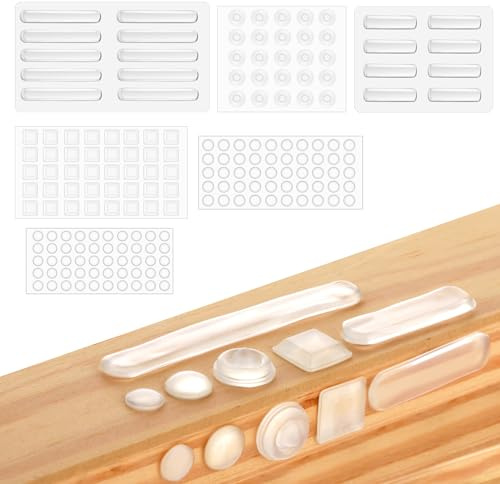 cobee 183 Stück Selbstklebende Stoßstangen-Pads, transparent, 6 Größen, transparente Gummifüße, Türstopper, Soft-Close, Selbstklebender, geräuschdämpfender Schutz für Möbel, Schränke, Humidore