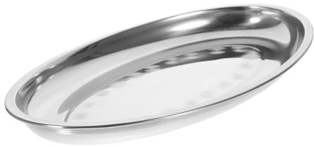 PRETYZOOM 10pcs Stainless Steel Serving Platter Oval Tray Plate for Storage Dinner Plate Snack Tray Buffet Serving Platter Home Sushi Dish