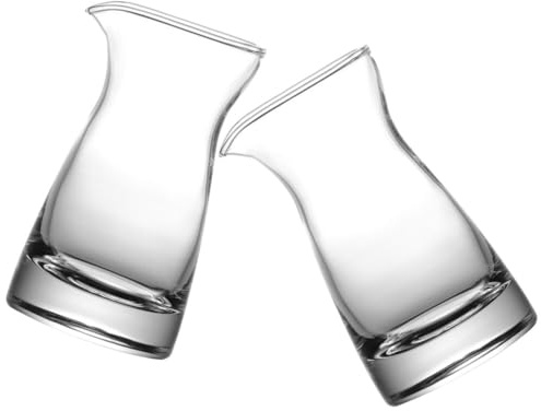 Gatuida Glass Creamer Pitcher 2pcs Milk Creamer Jug Sauce Serving Pitcher Wine Carafe Glass Mini Carafe 80ml Whiskey Decanter for Wine Dinner Parties Tastings Bars Restaurants, 10.00X5.40X5.40CM