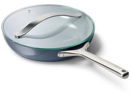Caraway Nonstick Ceramic Frying Pan With Glass Lid (2.7 qt, 10.5) - Non Toxic, PTFE & PFOA Free - Oven Safe & Compatible with All Stovetops (Gas, Electric & Induction) - Navy