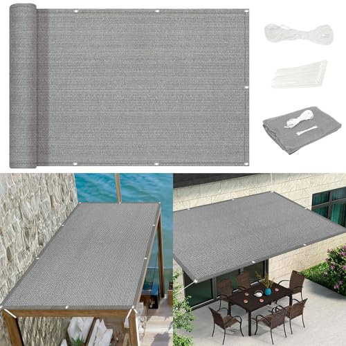 Tenda a Vela Rettangolare 120 x 250 cm Rettangolo con Occhielli Protezione UV 95% Antivento Parasole a Vela Ombra Tenda da Sole Balcone per Esterno Terrazza Giardino, Grigio Chiaro