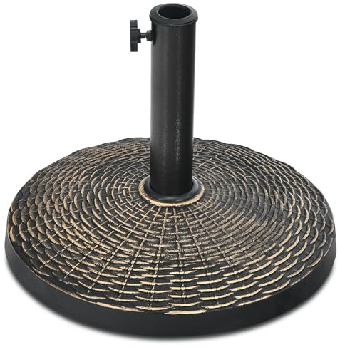 COSTWAY Base per Ombrellone da Giardino, Supporto per Ombrellone da Patio Rotondo da 12 kg, con Pomello Regolabile, Base per Ombrellone da 38/48 mm, per Giardino, Patio