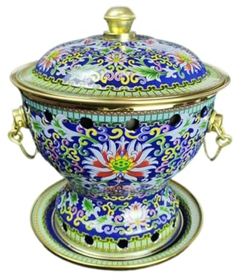 OYWEHECE Chafing Dish Enamel Single Small Hot Pot Self-service Desktop Hot Pot Alcohol Pot Household Single Alcohol Boiler Pure Copper Pot Hot Pot,B