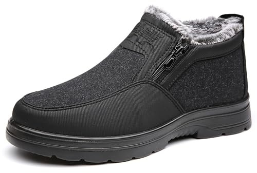 Chaussures de randonnée pour homme - Doublées - Chaussures d'hiver pour homme avec fermeture éclair - Antidérapantes - Chaussures de loisirs - Chaussures de sport - Résistantes à l'usure - Chaussures