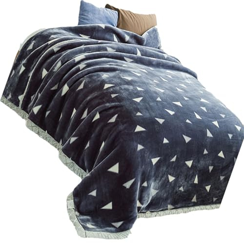 KYMMPL Coperta con design asetico Raschel, calda, soffice, versatile, grande, reversibile, grande, pelosa, per divano e ufficio, per tutte le stagioni (stile 2,200 x 230 cm, 3,5 kg)