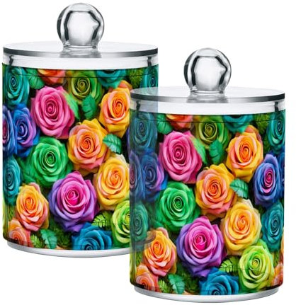 GAIREG Rainbow Roses LGBT Wattestäbchenhalter, Apothekergläser, Badezimmer, Waschtisch, 2 Stück