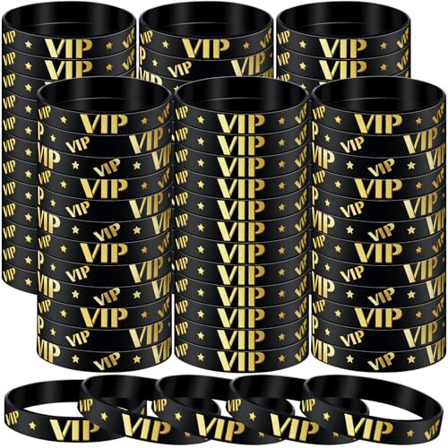 Bucherry 80 Pcs VIP Wristbands Events Gold VIP Bracelets,Black