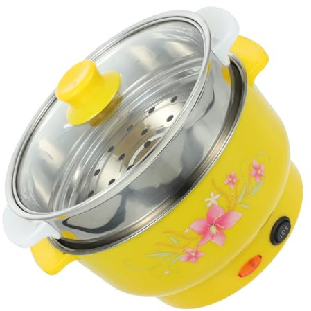 Cabilock Pentola Elettrica Multifunzione Con Doppio Strato in Acciaio Resistente Vaporiera Integrata Cottura a Vapore e Bollitura Compatta Per Casa e Ufficio