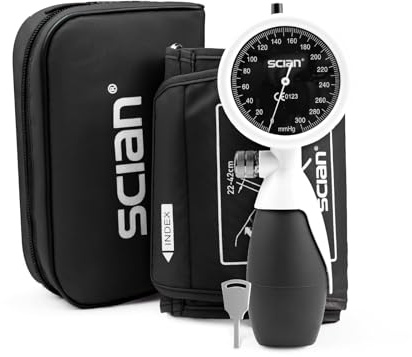 SCIAN Sfigmomanometro manuale a braccio aneroide con bracciale europeo (22-42 cm), inclusa una borsa per il trasporto per infermieri, medici e anziani
