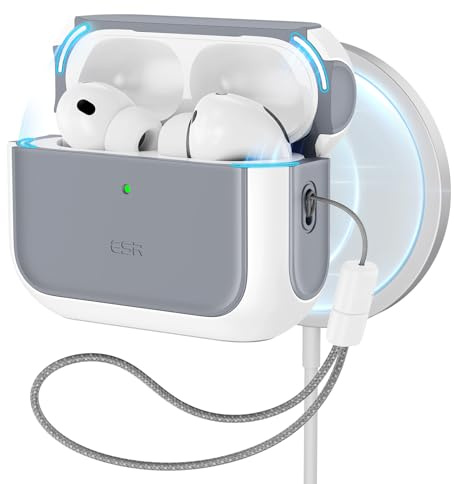 ESR Hülle für AirPods Pro 3, MagSafe-kompatibel, Vollschutz, Weiß | Schutzhülle mit Handschlaufe, kompatibel mit AirPods Pro 3. Gen. (2025), Orbit Hybrid Serie