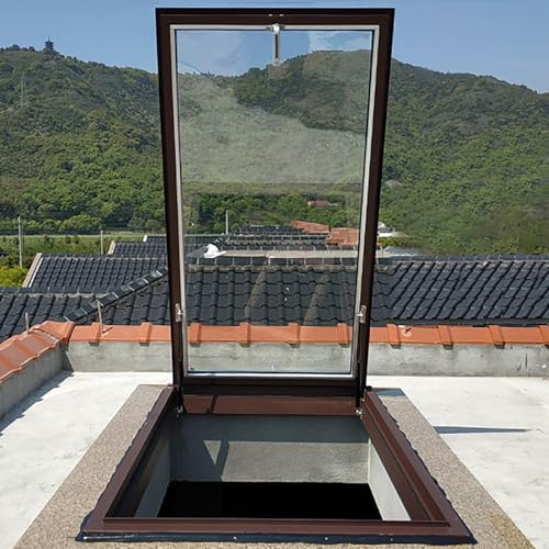 Puits de Lumière pour Toitures, Puits de Lumière pour Toit Plat, Fenêtre de Ventilation, Porte de Sous-sol Avec Double Vitrage Trempé pour Toiture, Grenier, Sous-sol et Véranda(LxW 26x18in/65x45cm)