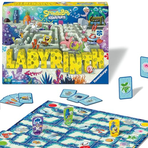 Ravensburger - Labirinto Sponge Bob | Gioco Da Tavolo Bambini 7 Anni O Più | Labirinto Gioco Da Tavolo Per 2-4 Giocatori | Labyrinth Gioco Da Tavoloi | Idea Regalo Per Bambini 7+ Anni