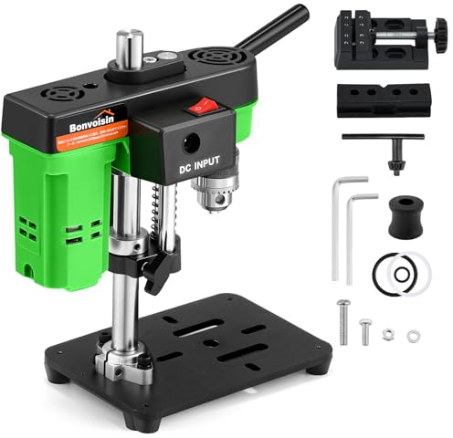 Bonvoisin Mini trapano a colonna con morsa da banco per trapano a pressa, capacità 0,6-6,35 mm, per artigianato e casa
